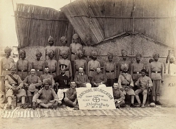 Framed Print : Staff of the Runchore segregation camp, set up by the Karachi Plague Committee, India, 1897. Creator: Unknown Framed Print : Staff of the Runchore segregation camp, set up by the Karachi Plague Committee, India, 1897. Creator: Unknown
