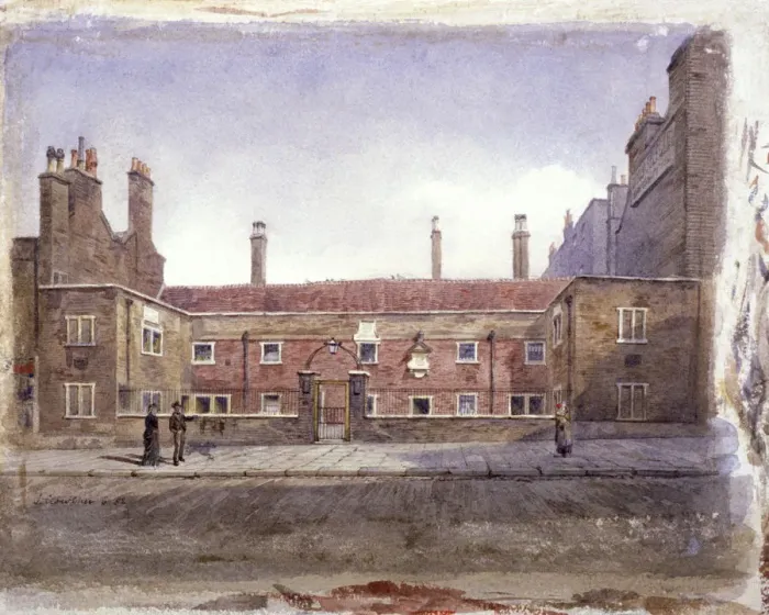 Framed Print : Stafford Alms Houses, Grays Inn Road, London, 1882 Artist: John Crowther Framed Print : Stafford Alms Houses, Grays Inn Road, London, 1882 Artist: John Crowther
