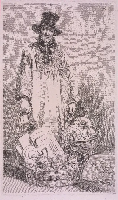 Framed Print : Staffordshire Ware, Cries of London, 1819. Artist: John Thomas Smith Framed Print : Staffordshire Ware, Cries of London, 1819. Artist: John Thomas Smith