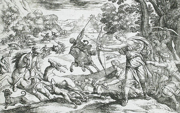Stag Hunt, 16th century. Creator: Antonio Tempesta
