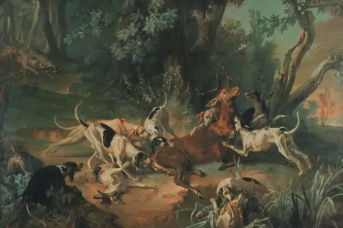 Framed Print : Stag Hunt, 1723. Creator: Jean-Baptiste Oudry Framed Print : Stag Hunt, 1723. Creator: Jean-Baptiste Oudry