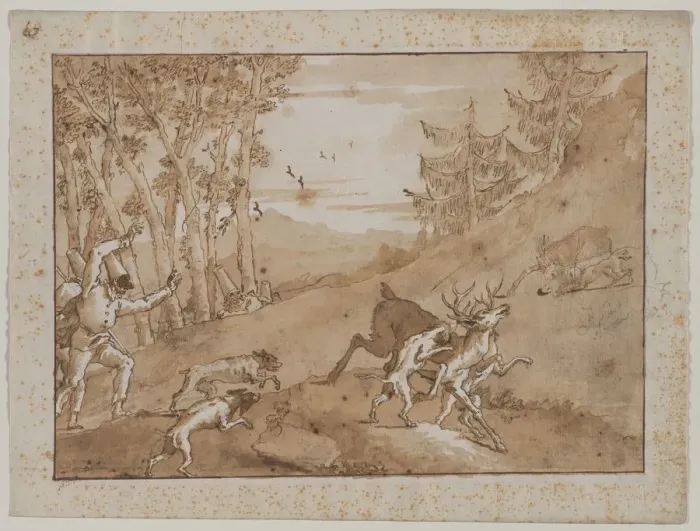 Framed Print : The Stag Hunt, 1790s. Creator: Giovanni Domenico Tiepolo (Italian, 1727-1804) Framed Print : The Stag Hunt, 1790s. Creator: Giovanni Domenico Tiepolo (Italian, 1727-1804)
