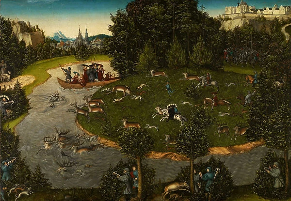 Stag Hunt with the Elector Frederick the Wise, 1529. Artist: Cranach, Lucas, the Elder (1472-1553)