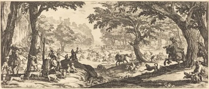 Framed Print : The Stag Hunt, probably 1619. Creator: Jacques Callot Framed Print : The Stag Hunt, probably 1619. Creator: Jacques Callot