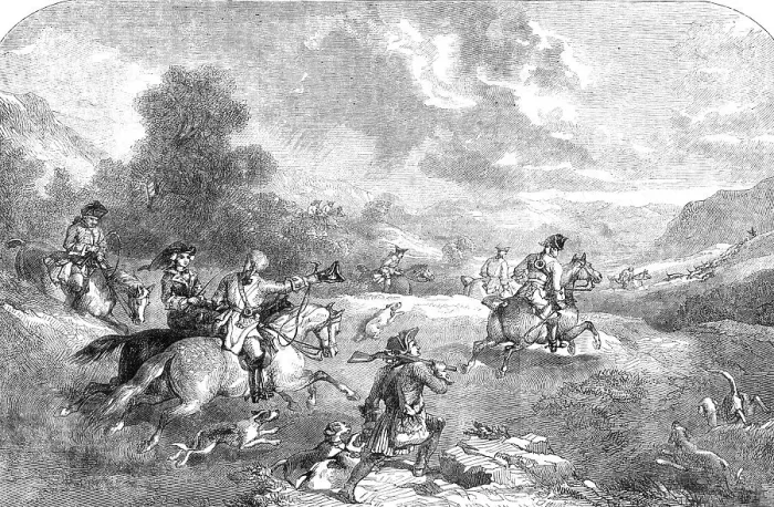 Framed Print : Stag-hunting in the Reign of George II. - from a painting by Frederick Tayler, 1854. Creator: Unknown Framed Print : Stag-hunting in the Reign of George II. - from a painting by Frederick Tayler, 1854. Creator: Unknown