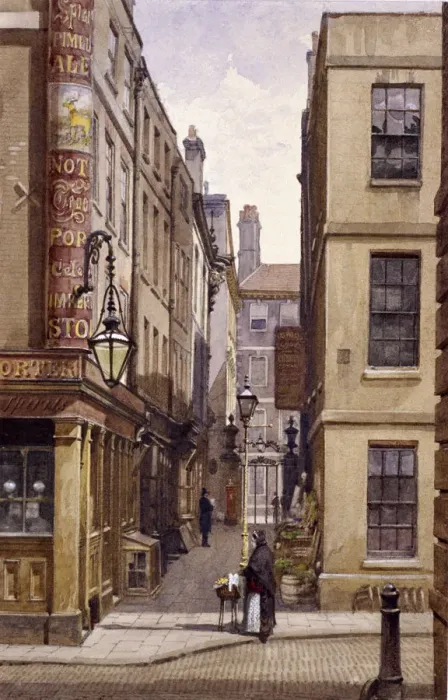 Framed Print : Stag Public House, Devereux Court, London, 1887. Artist: John Crowther Framed Print : Stag Public House, Devereux Court, London, 1887. Artist: John Crowther