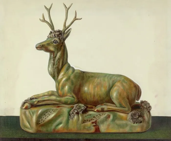 Framed Print : Stag Statuette, 1935 / 1942. Creator: Cleo Lovett Framed Print : Stag Statuette, 1935 / 1942. Creator: Cleo Lovett