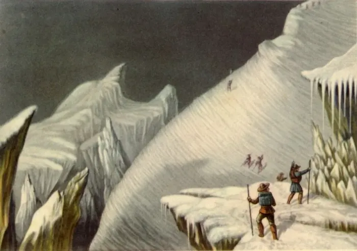 Framed Print : Stage in the ascent of Mont Blanc, c1853, (1946). Creator: George Baxter Framed Print : Stage in the ascent of Mont Blanc, c1853, (1946). Creator: George Baxter