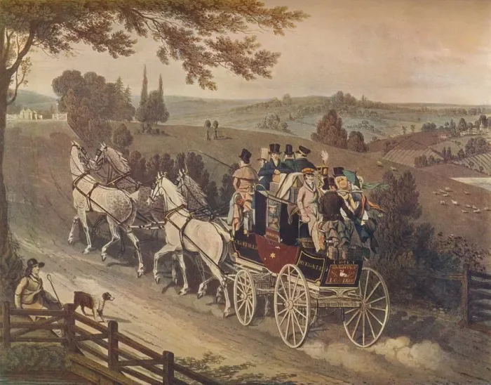 Framed Print : Stage Coach, 1822. Artist: Matthew Dubourg Framed Print : Stage Coach, 1822. Artist: Matthew Dubourg