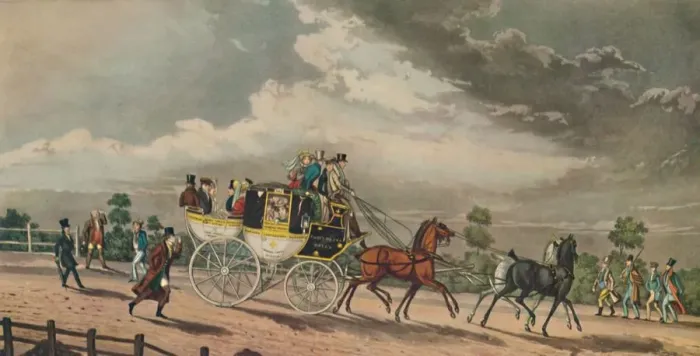 Framed Print : Stage Coach, c1825, (1929). Artist: George Hunt Framed Print : Stage Coach, c1825, (1929). Artist: George Hunt