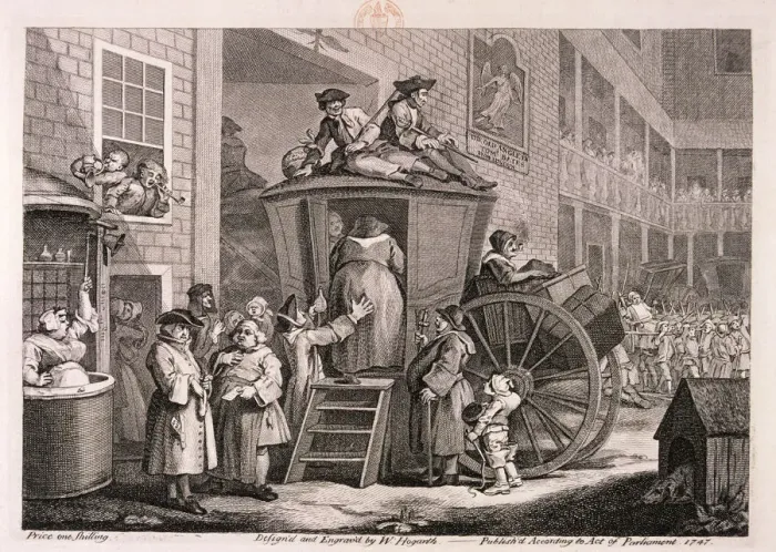 Framed Print : The stage-coach or the country inn yard, 1747. Artist: William Hogarth Framed Print : The stage-coach or the country inn yard, 1747. Artist: William Hogarth