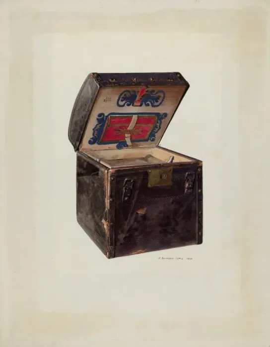Framed Print : Stage Coach Trunk, 1939. Creator: J. Howard Iams Framed Print : Stage Coach Trunk, 1939. Creator: J. Howard Iams