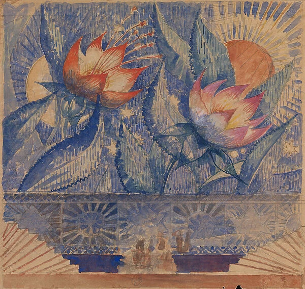 Stage design. Artist: Petrov-Vodkin, Kuzma Sergeyevich (1878-1939)