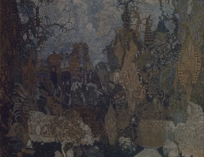 Framed Print : Stage design for the ballet The Firebird by I. Stravinsky, 1910. Artist: Golovin, Alexander Yakovlevich (1863-1930) Framed Print : Stage design for the ballet The Firebird by I. Stravinsky, 1910. Artist: Golovin, Alexander Yakovlevich (1863-1930)