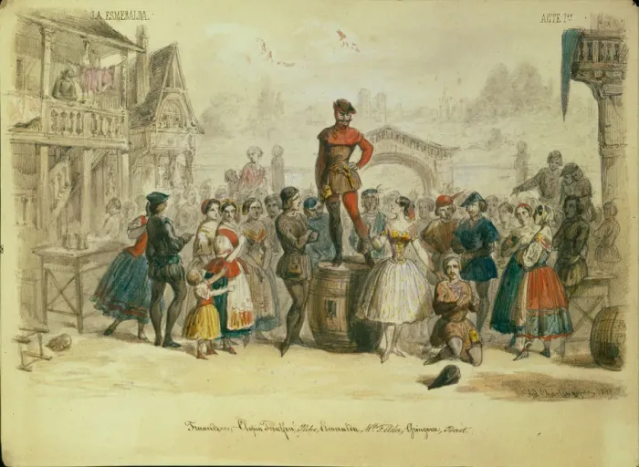 Framed Print : Stage design for the ballet La Esmeralda by C. Pugni, 1849. Artist: Charlemagne, Adolf (1826-1901) Framed Print : Stage design for the ballet La Esmeralda by C. Pugni, 1849. Artist: Charlemagne, Adolf (1826-1901)