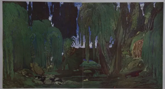 Framed Print : Stage design for the ballet Narcisse by N. Tcherepnin, 1911. Artist: Bakst, Leon (1866-1924) Framed Print : Stage design for the ballet Narcisse by N. Tcherepnin, 1911. Artist: Bakst, Leon (1866-1924)