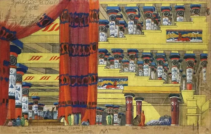 Framed Print : Stage design for the Ballet Phèdre, 1923. Creator: Bakst; Léon (1866-1924)