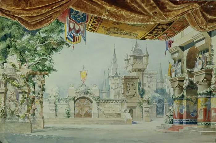 Framed Print : Stage design for the ballet Raimonda by A. Glazunov, 1899. Artist: Ivanov, Konstantin Matveevich (1859-1916) Framed Print : Stage design for the ballet Raimonda by A. Glazunov, 1899. Artist: Ivanov, Konstantin Matveevich (1859-1916)
