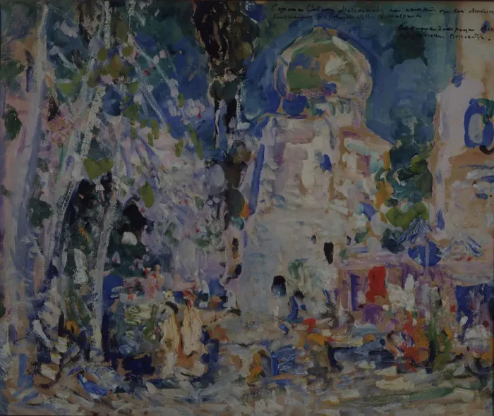 Framed Print : Stage design for the ballet The Scarlet Pimpernel by F. Hartman, 1911. Artist: Korovin, Konstantin Alexeyevich (1861-1939) Framed Print : Stage design for the ballet The Scarlet Pimpernel by F. Hartman, 1911. Artist: Korovin, Konstantin Alexeyevich (1861-1939)