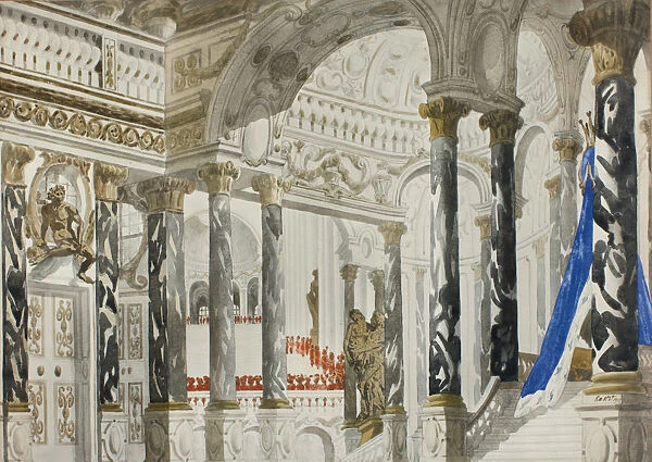 Stage design for the ballet Sleeping beauty by P. Tchaikovsky, 1921. Creator: Bakst