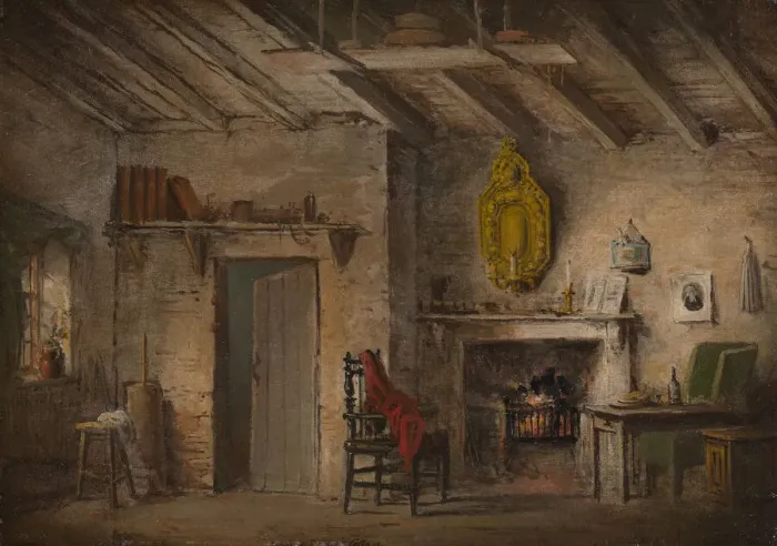 Framed Print : Stage Design for Heart of Midlothian; Deans Cottage, ca. 1819 Framed Print : Stage Design for Heart of Midlothian; Deans Cottage, ca. 1819
