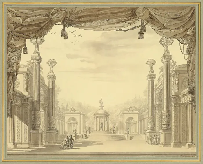Framed Print : Stage design for the Opera Alceste by von Christoph Willibald Gluck, 1776. Creator: Bélanger, François-Joseph (1744-1818). Stage design for the Opera Alceste by von Christoph Willibald Gluck, 1776 Framed Print : Stage design for the Opera Alceste by von Christoph Willibald Gluck, 1776. Creator: Bélanger, François-Joseph (1744-1818). Stage design for the Opera Alceste by von Christoph Willibald Gluck, 1776