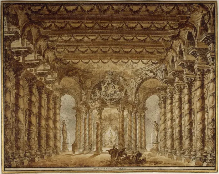 Framed Print : Stage design for the opera Armide by Jean-Baptiste Lully, 1760. Creator: De Wailly Framed Print : Stage design for the opera Armide by Jean-Baptiste Lully, 1760. Creator: De Wailly