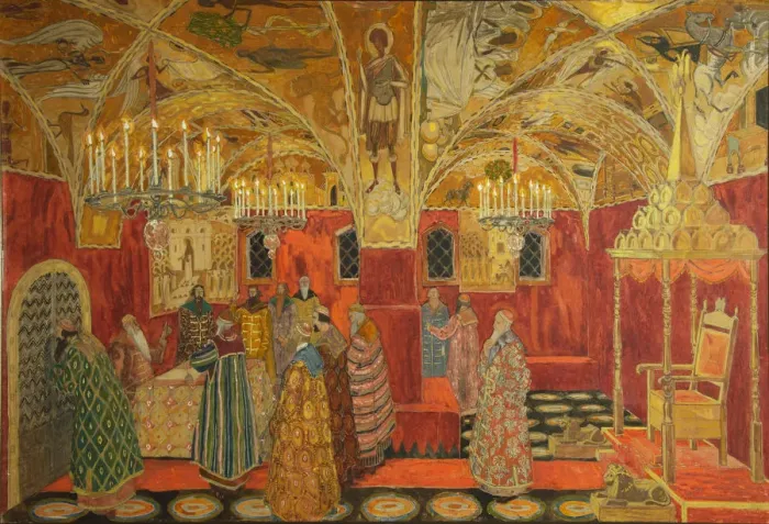 Framed Print : Stage design for the opera Boris Godunov by M. Musorgsky, 1911. Artist: Golovin, Alexander Yakovlevich (1863-1930) Framed Print : Stage design for the opera Boris Godunov by M. Musorgsky, 1911. Artist: Golovin, Alexander Yakovlevich (1863-1930)