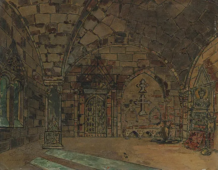 Framed Print : Stage design for the opera The Demon by A. Rubinstein, c1902 Framed Print : Stage design for the opera The Demon by A. Rubinstein, c1902