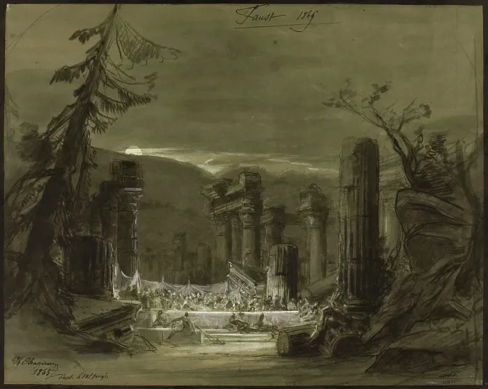 Framed Print : Stage design for the opera Faust by Ch. Gounod, 1865. Creator: Chaperon, Philippe (1823-1906) Framed Print : Stage design for the opera Faust by Ch. Gounod, 1865. Creator: Chaperon, Philippe (1823-1906)