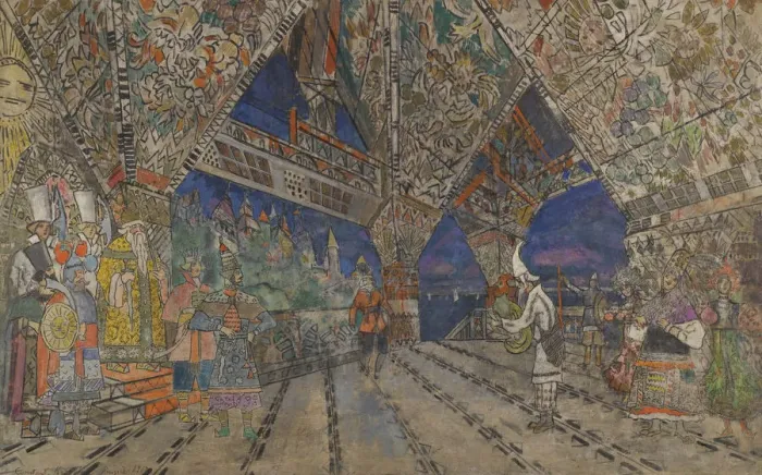 Framed Print : Stage design for the opera The Golden Cockerel by N. Rimsky-Korsakov. Artist: Korovin, Konstantin Alexeyevich (1861-1939) Framed Print : Stage design for the opera The Golden Cockerel by N. Rimsky-Korsakov. Artist: Korovin, Konstantin Alexeyevich (1861-1939)