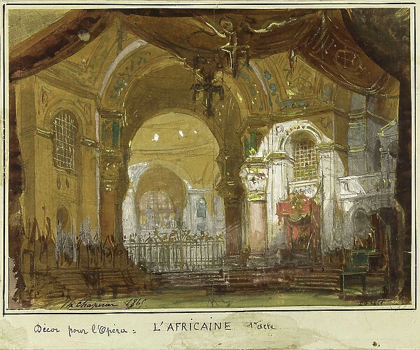 Stage design for the Opera 'L'Africaine' by G. Meyerbeer, 1865. Creator: Chaperon, Philippe (1823-1906). Stage design for the Opera 'L'Africaine' by G. Meyerbeer, 1865. Creator: Chaperon, Philippe (1823-1906)