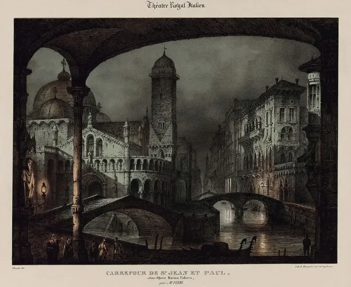 Framed Print : Stage design for the Opera Marino Faliero by Gaetano Donizetti, 1835. Creator: Ferri, Domenico (1795-1878). Stage design for the Opera Marino Faliero by Gaetano Donizetti, 1835. Creator: Ferri, Domenico (1795-1878) Framed Print : Stage design for the Opera Marino Faliero by Gaetano Donizetti, 1835. Creator: Ferri, Domenico (1795-1878). Stage design for the Opera Marino Faliero by Gaetano Donizetti, 1835. Creator: Ferri, Domenico (1795-1878)