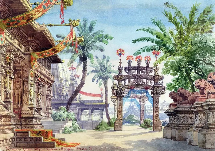 Framed Print : Stage design for the opera Medge by Spyridon Samaras, 1888. Creator: Ferrario, Carlo (1833-1907) Framed Print : Stage design for the opera Medge by Spyridon Samaras, 1888. Creator: Ferrario, Carlo (1833-1907)