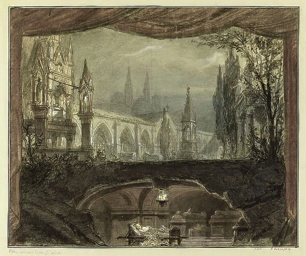 Stage design for the opera Roméo et Juliette by Ch. Gounod, ca 1866. Creator: Chaperon, Philippe (1823-1906)