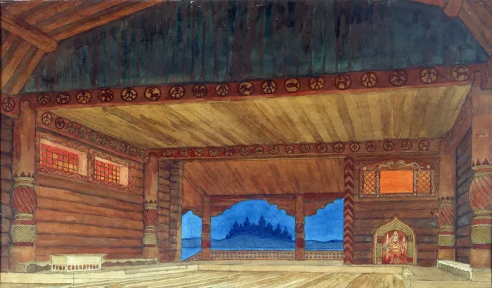 Framed Print : Stage design for the opera Ruslan and Lyudmila by M. Glinka, 1913. Artist: Bilibin, Ivan Yakovlevich (1876-1942) Framed Print : Stage design for the opera Ruslan and Lyudmila by M. Glinka, 1913. Artist: Bilibin, Ivan Yakovlevich (1876-1942)