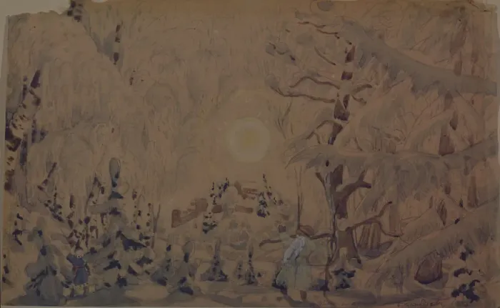 Framed Print : Stage design for the opera The Snow Maiden by N. Rimsky-Korsakov, 1910. Artist: Kustodiev, Boris Michaylovich (1878-1927) Framed Print : Stage design for the opera The Snow Maiden by N. Rimsky-Korsakov, 1910. Artist: Kustodiev, Boris Michaylovich (1878-1927)