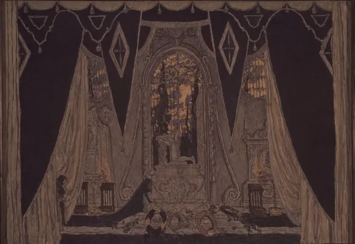 Framed Print : Stage design for the play Don Juan by J. -B. Molliere, 1910. Artist: Golovin, Alexander Yakovlevich (1863-1930) Framed Print : Stage design for the play Don Juan by J. -B. Molliere, 1910. Artist: Golovin, Alexander Yakovlevich (1863-1930)