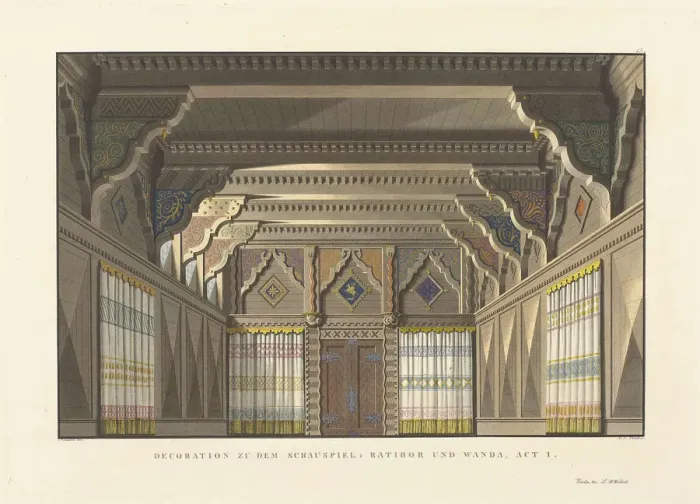 Framed Print : Stage design for the play Ratibor and Wanda by Konrad Levezow, 1824 Framed Print : Stage design for the play Ratibor and Wanda by Konrad Levezow, 1824