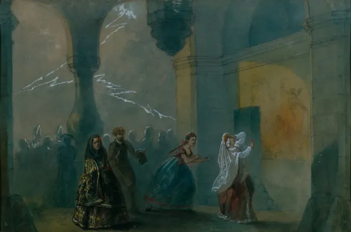 Framed Print : Stage design for the play The Storm by A. Ostrovsky, Mid of the 19th cen Artist: Russian master Framed Print : Stage design for the play The Storm by A. Ostrovsky, Mid of the 19th cen Artist: Russian master