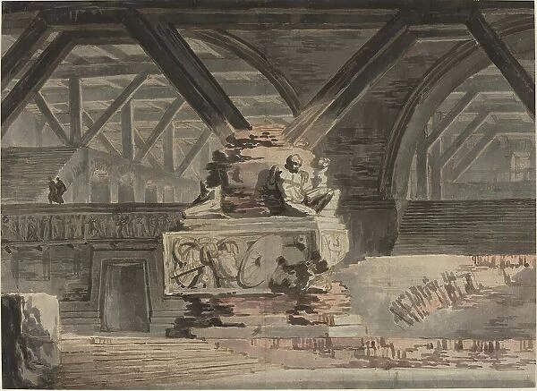Stage Design: A Sepulchral Vault, c. 1820. Creator: Karl Friedrich Schinkel
