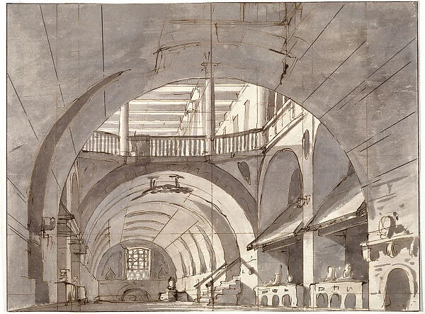 Stage design for a theatre play, 1800s. Artist: Pietro Gonzaga