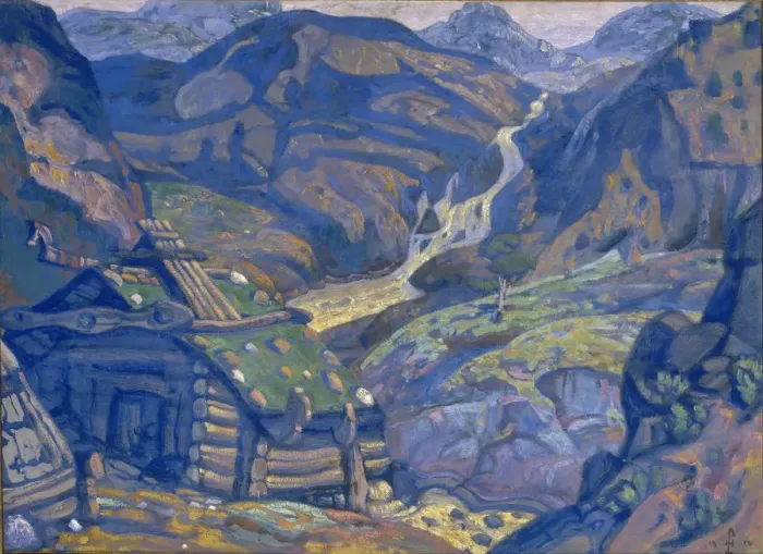 Framed Print : Stage design for the theatre play Peer Gynt by H. Ibsen, 1912. Artist: Roerich, Nicholas (1874-1947) Framed Print : Stage design for the theatre play Peer Gynt by H. Ibsen, 1912. Artist: Roerich, Nicholas (1874-1947)
