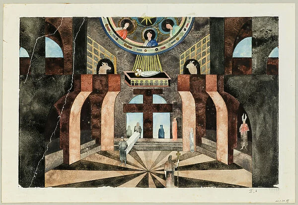 Stage design for the Tragedy Die Nibelungen by Friedrich Hebbel, ca 1934. Creator: Müller