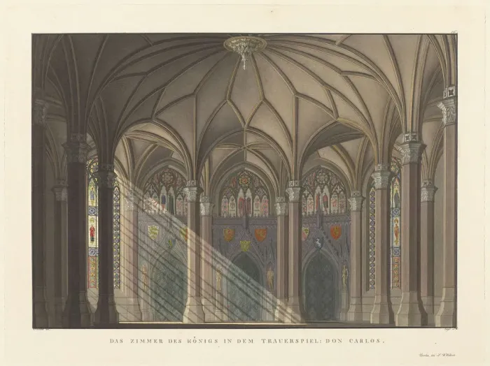 Framed Print : Stage design for the tragedy Don Carlos by Friedrich Schiller, 1824 Framed Print : Stage design for the tragedy Don Carlos by Friedrich Schiller, 1824
