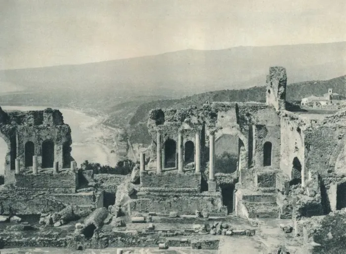 Framed Print : Stage and dressing-room of the Greek Theatre, Taormina, Sicily, Italy, 1927. Artist: Eugen Poppel Framed Print : Stage and dressing-room of the Greek Theatre, Taormina, Sicily, Italy, 1927. Artist: Eugen Poppel