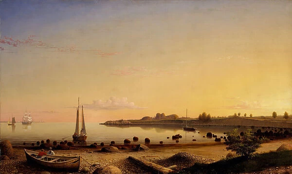 Stage Fort across Gloucester Harbor, 1862. Creator: Fitz Hugh Lane