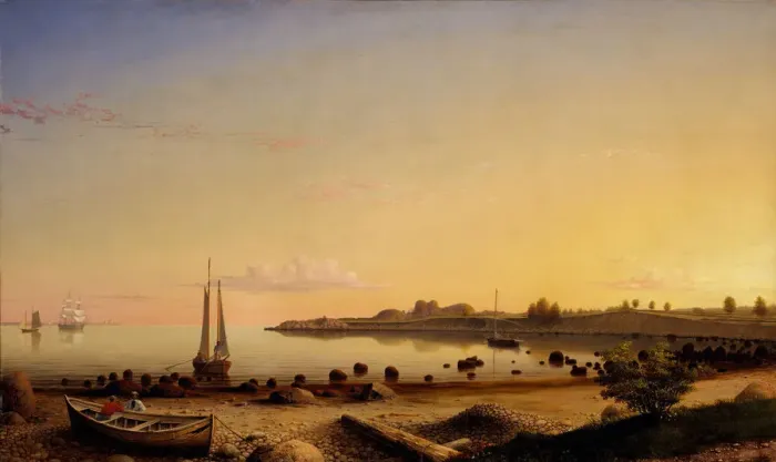 Framed Print : Stage Fort across Gloucester Harbor, 1862. Creator: Fitz Hugh Lane Framed Print : Stage Fort across Gloucester Harbor, 1862. Creator: Fitz Hugh Lane