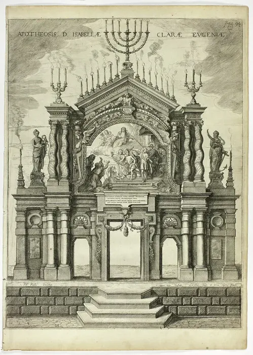 Framed Print : Stage in Memory of Isabella Clara Eugenia, plate 24 from Casperius Gevartius, Pompa Introi... 1642. Creator: Theodoor van Thulden Framed Print : Stage in Memory of Isabella Clara Eugenia, plate 24 from Casperius Gevartius, Pompa Introi... 1642. Creator: Theodoor van Thulden