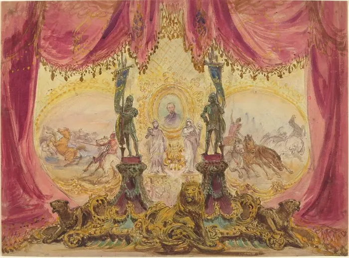 Framed Print : Stage Set With Paintings And Statues. Creator: Robert Caney Framed Print : Stage Set With Paintings And Statues. Creator: Robert Caney